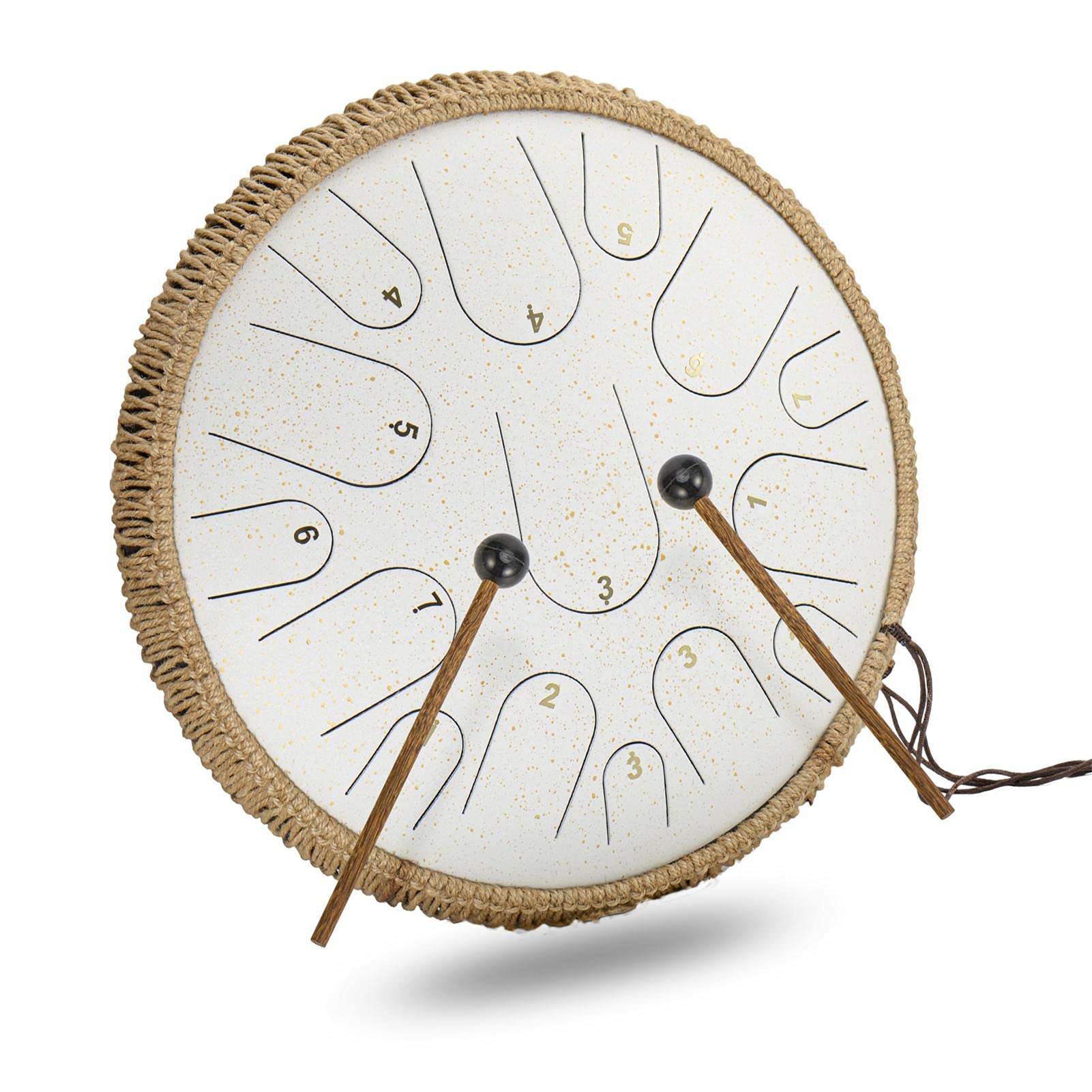 Tongue Drum, Stahlzungen-Trommel, 14 Zoll 15-Ton-D-Tonart, Handpan-Trommel mit Trommelstöcken, Tasch