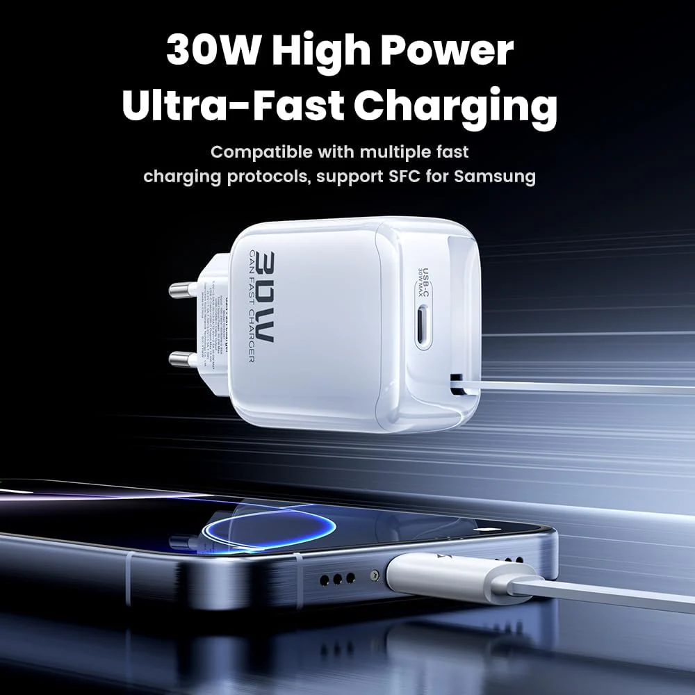 toocki USB C Ladegerät 30W GaN USBC Netzteil mit USB-C Port und 68cm Einziehbares Ladekabel, Reisen - Image 2