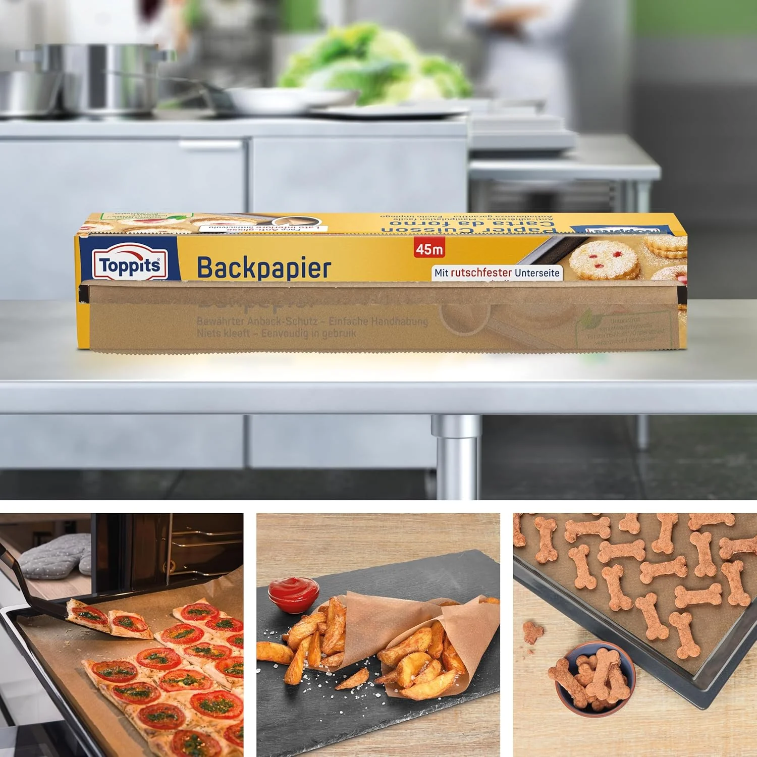 Toppits Backpapier - 1 x 45 m Rolle, Antihaft, mit Abreiss-Säge, Rutschfest, FSC zertifiziert, Ideal - Image 4