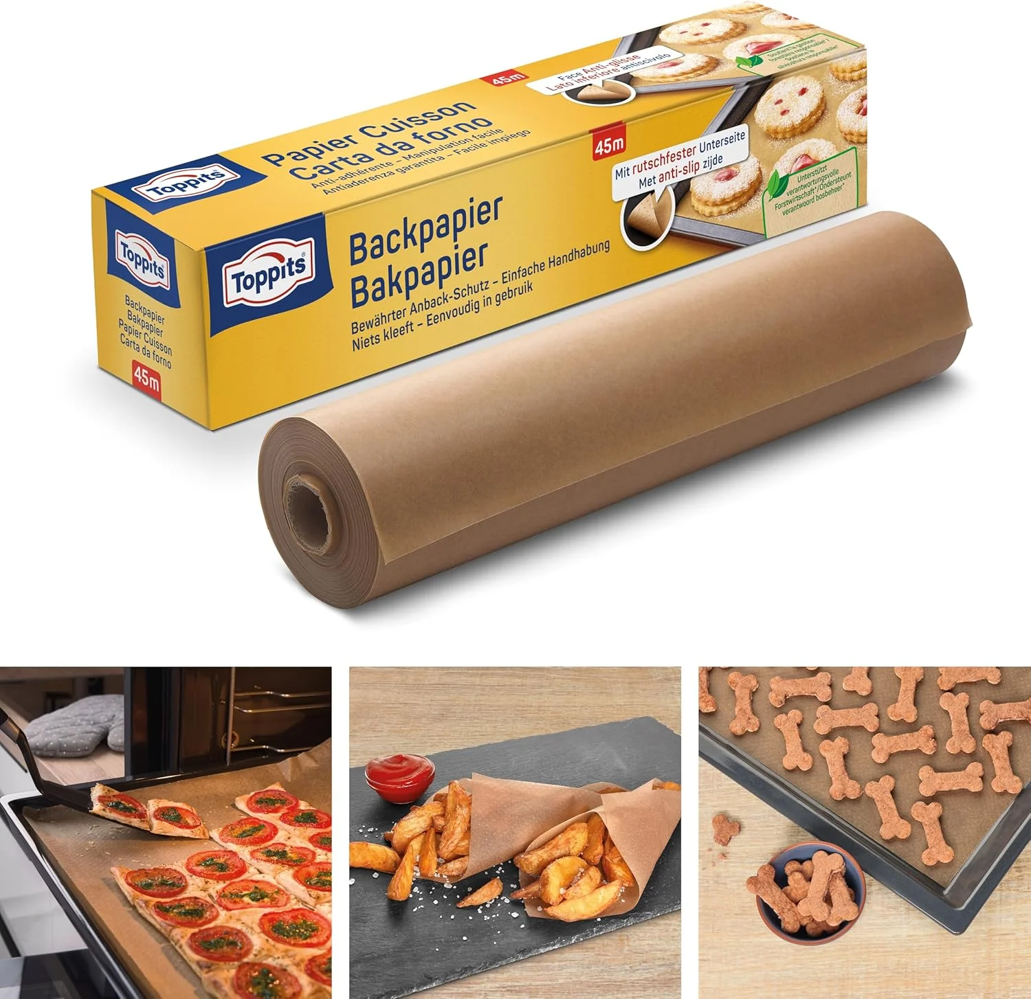 Toppits Backpapier - 1 x 45 m Rolle, Antihaft, mit Abreiss-Säge, Rutschfest, FSC zertifiziert, Ideal - Image 5