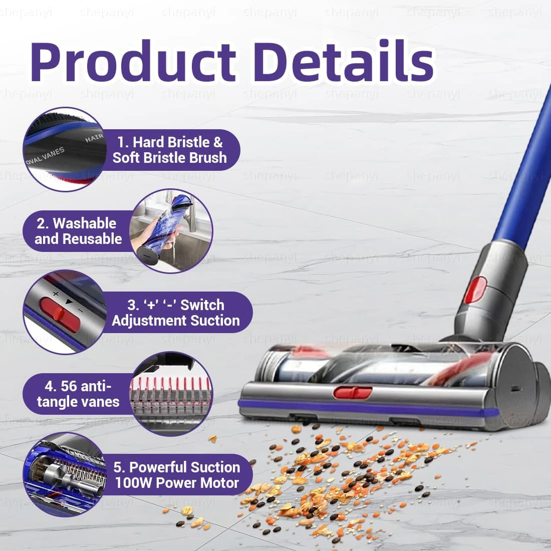 Torque Drive Bodendüse Bürste Kompatibel für Dyson V11 V15 V10 V8 V7 Modelle,Anti-Tangle Bürste mit - Image 7