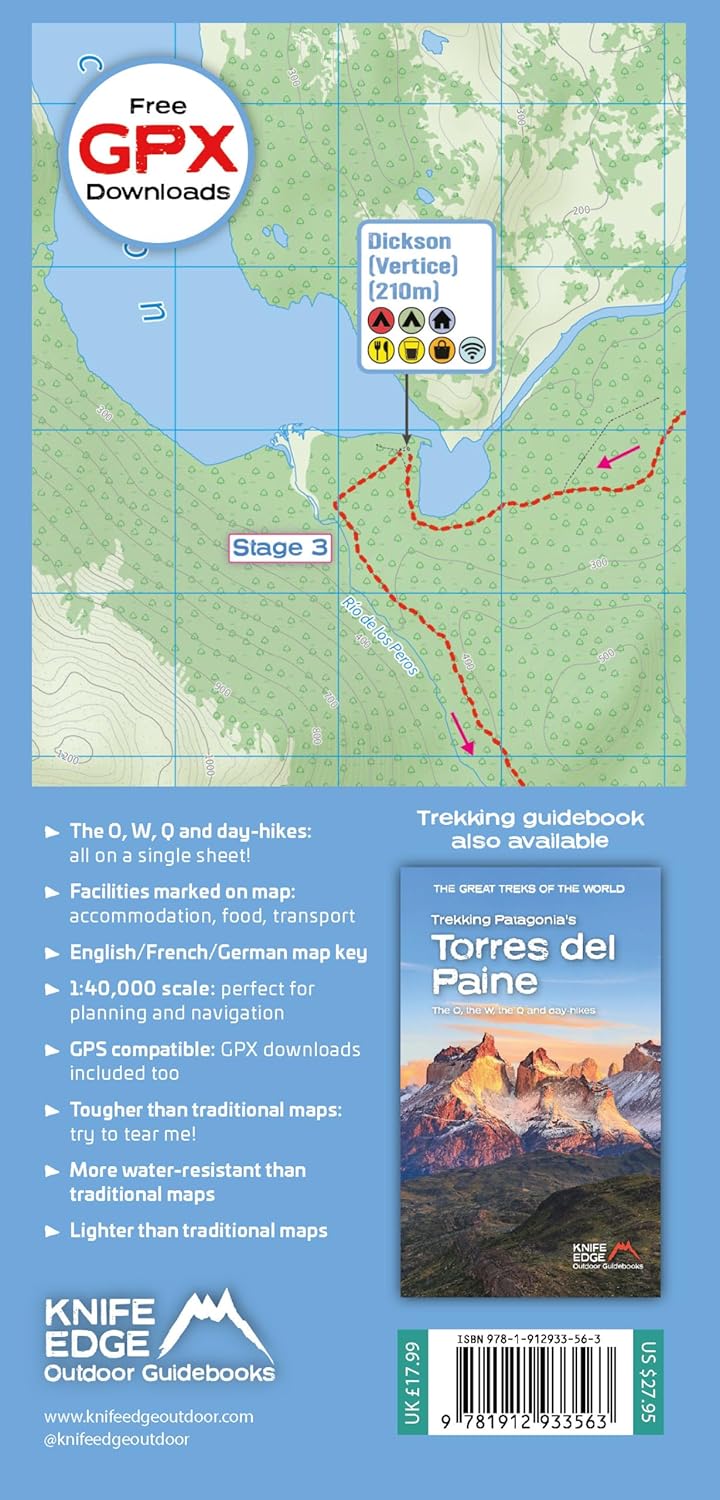 Torres del Paine: Trekking Map:: the O, the W, the Q and day-hikes, Karte - Image 2