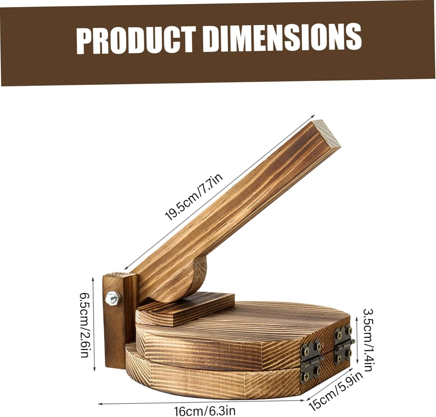 Tortillapresse und Knödelmacher aus Holz – robuste karbonisierte runde Presse für hausgemachte Torti - Image 6