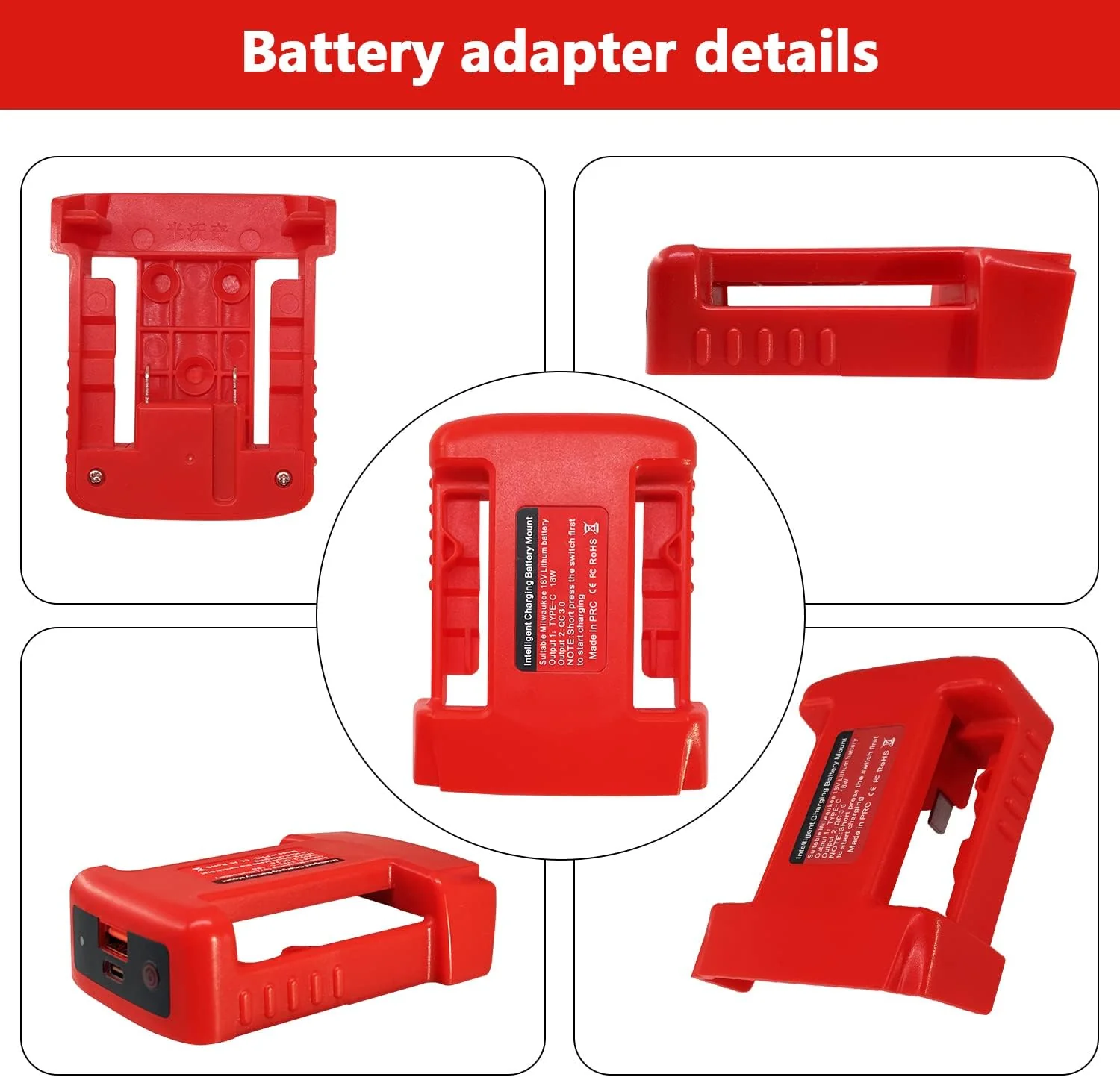 TPDL 2 Pack USB Ladegerät Adapter für Milwaukee M18 18V Akku, mit Typ-C PD 18W Schnellladeanschluss - Image 6