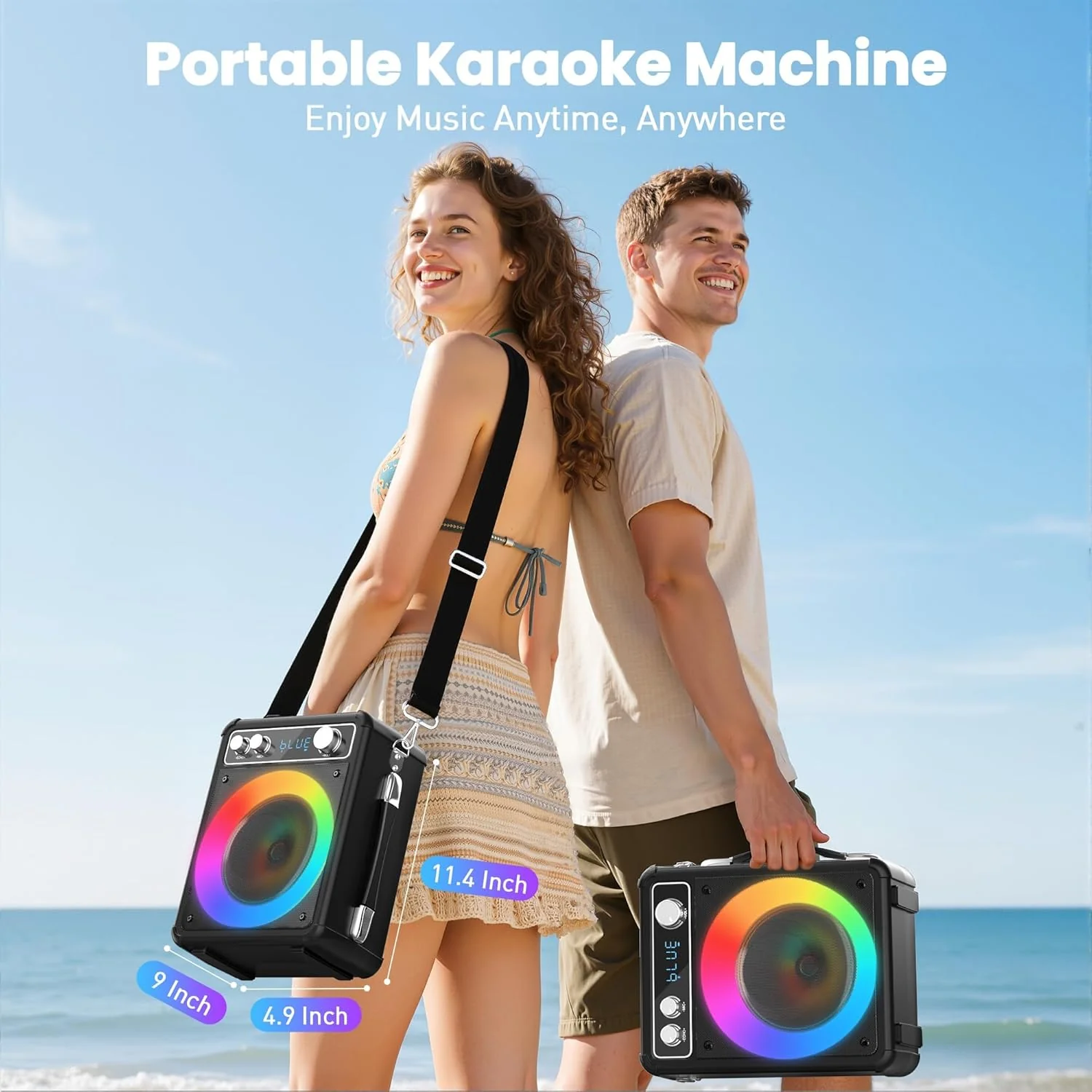 Tragbare Karaoke Maschine mit 2 kabellose Mikrofone, Ankuka Bluetooth Lautsprecher Box für Erwachsen - Image 5