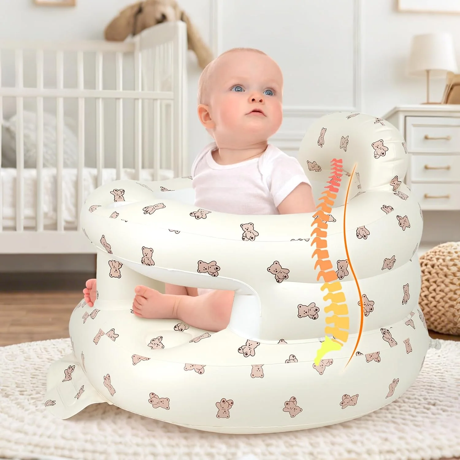 Tragbarer Aufblasbarer Babysitz Baby Sitzhilfe Sessel Leicht für 3 Monate bis 36 Monate Werkzeuglose - Image 4