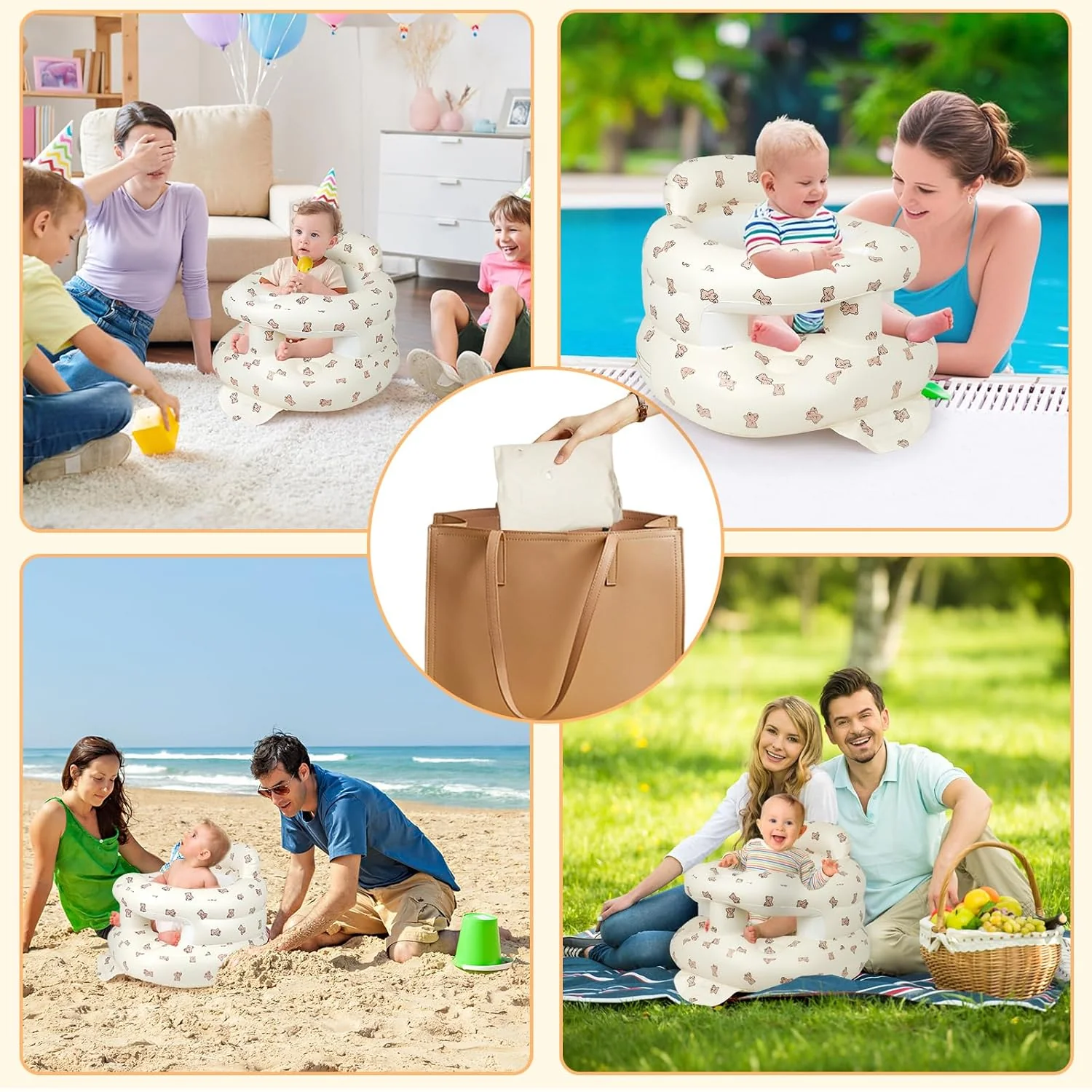 Tragbarer Aufblasbarer Babysitz Baby Sitzhilfe Sessel Leicht für 3 Monate bis 36 Monate Werkzeuglose - Image 7