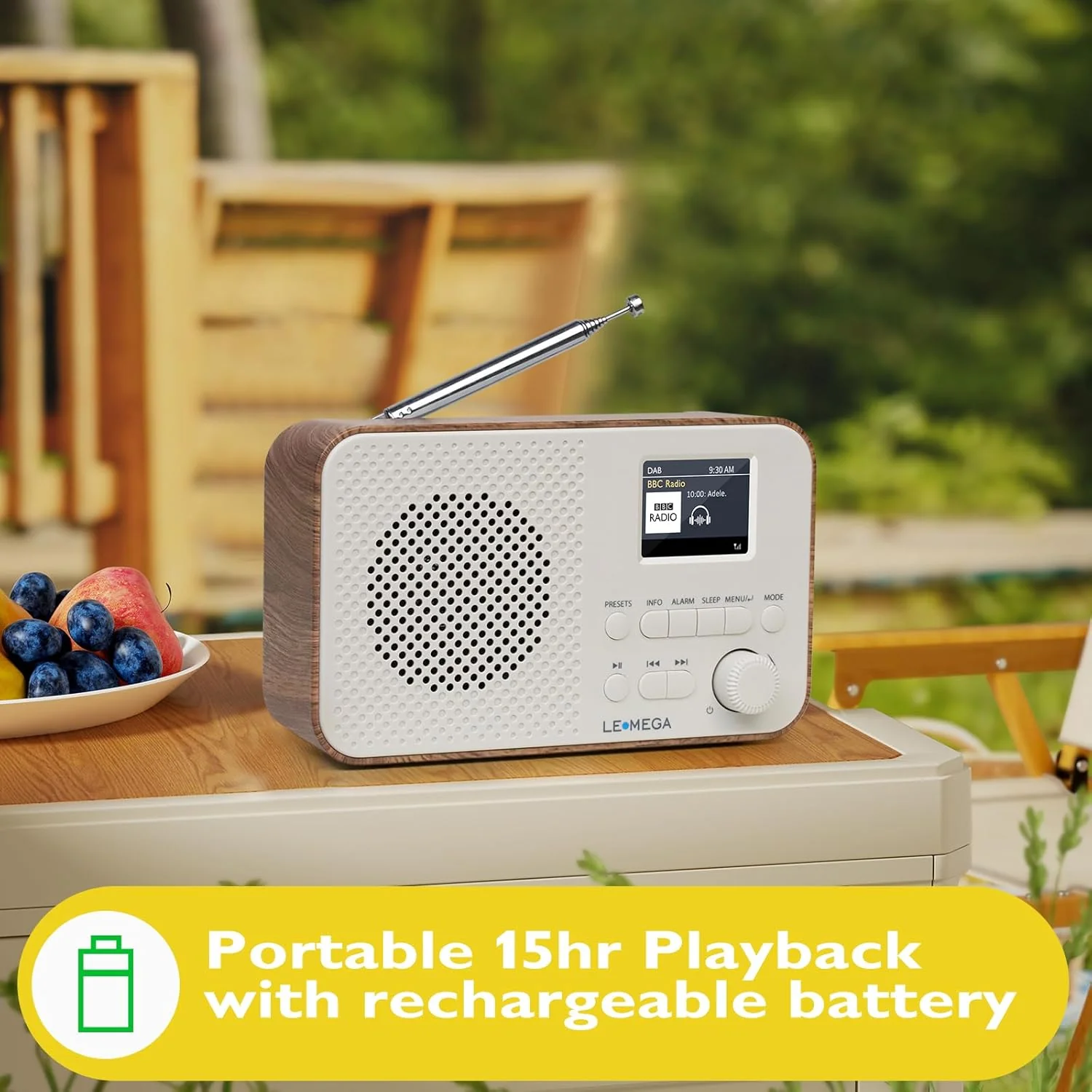 Tragbares DAB+-Radio mit Bluetooth | Wiederaufladbarer Akku mit 15 Stunden Spielzeit oder Netzbetrie - Image 2