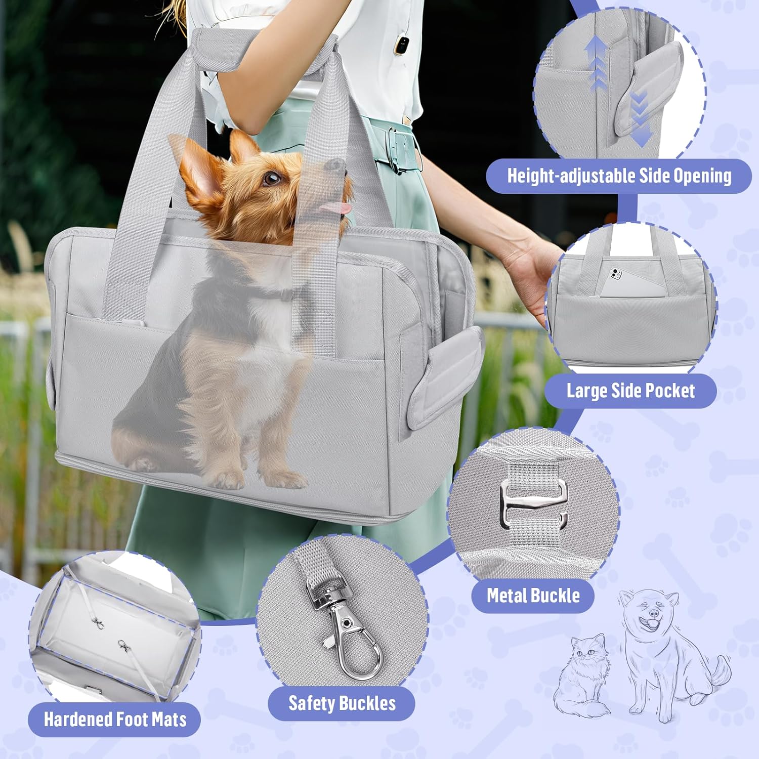Tragetasche für kleine Hunde Kaninchen Katze Transporttasche Katze Reisetasche Faltbar Hundetasche f - Image 5