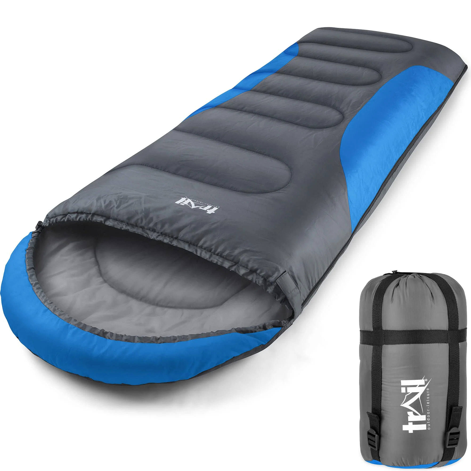 Trail-Alpin-Schlafsack mit Kapuze – 250 g Schlafsack, 3-Jahreszeiten- Schlafsack. Leicht, kleines Pa