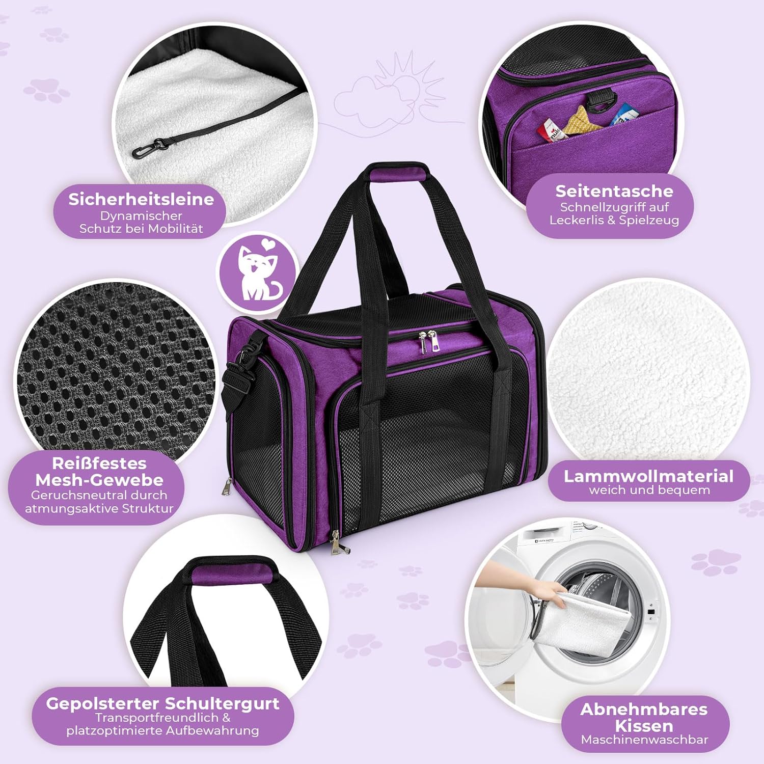 Transporttasche für Katze Hund, Hundetransportbox, Faltbare Katzentransportbox, tragbar, 5kg Katzen - Image 3