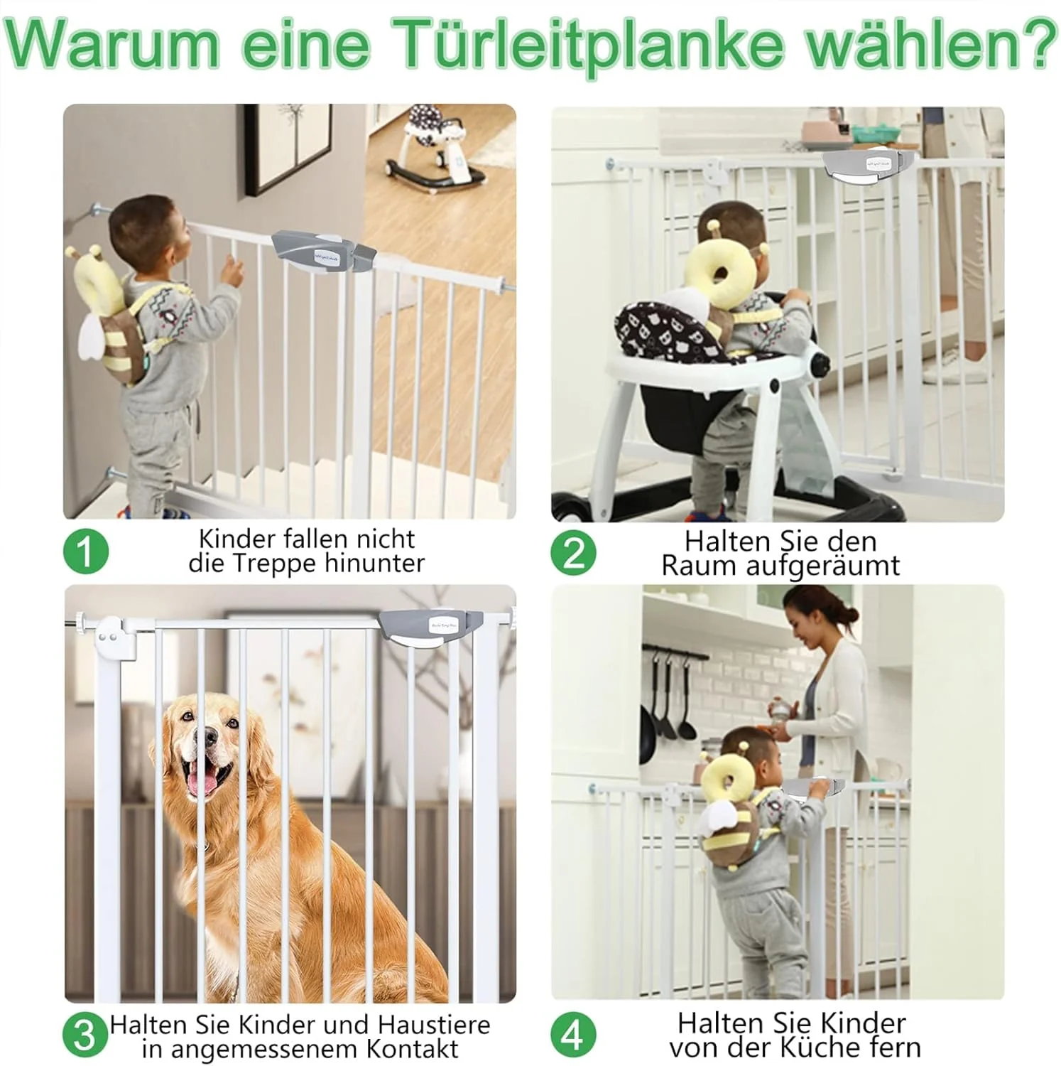 Treppenschutzgitter Türschutzgitter Kinder Ohne Bohren, Doppelschloss Schutzgitter Klemmgitter für K - Image 6