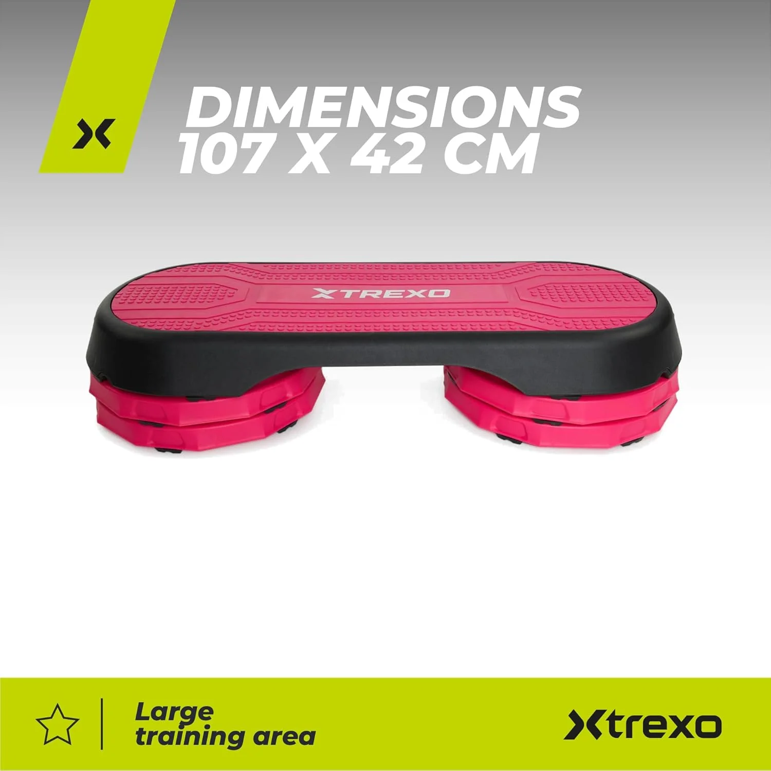 TREXO Aerobic Step 107x 42 cm Für Cardio- und Fitnesstraining Höhenverstellbar 10-15-20 cm Langlebig - Image 2