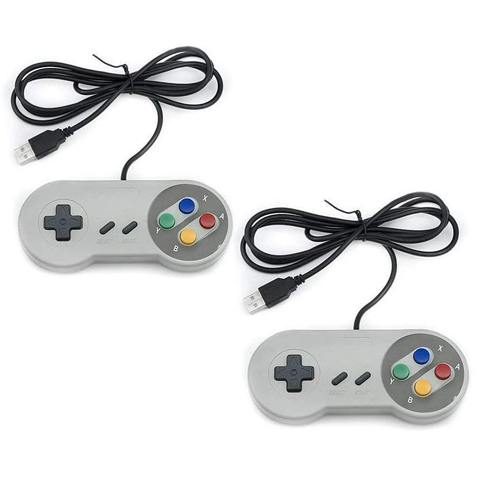 TRIXES 2x kabelgebundene USB-Controller – kompatibel mit SNES-Emulatoren – Retro Gaming Joypads Game