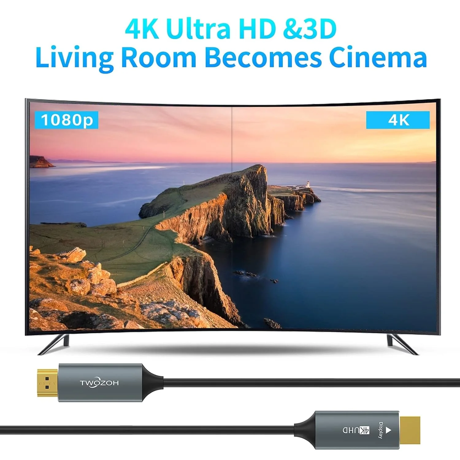 Twozoh HDMI Glasfaser Kabel 5M, HDMI Optisches Kabel 2.0 4K/60Hz (4:4:4 HDR10 HDCP2.2) 1440p 144Hz 1 - Image 3