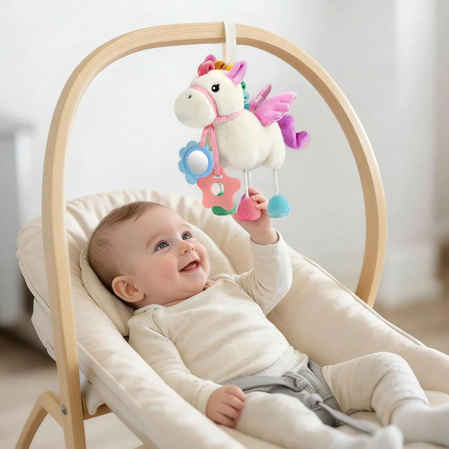 TYRY.HU Baby Spielzeug für Kinderwagen,Rassel Sensory Spielzeug, Knisterfolie, Beissring & Spiegel, - Image 6