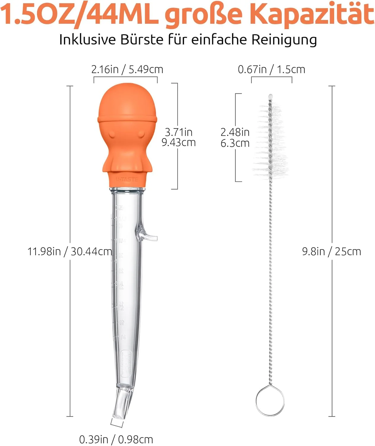 U-Taste 109℃ Hitzebeständige Grosse Abgewinkelte Bratenspritze Tritan Putenfleisch-Fettpipette mit S - Image 2