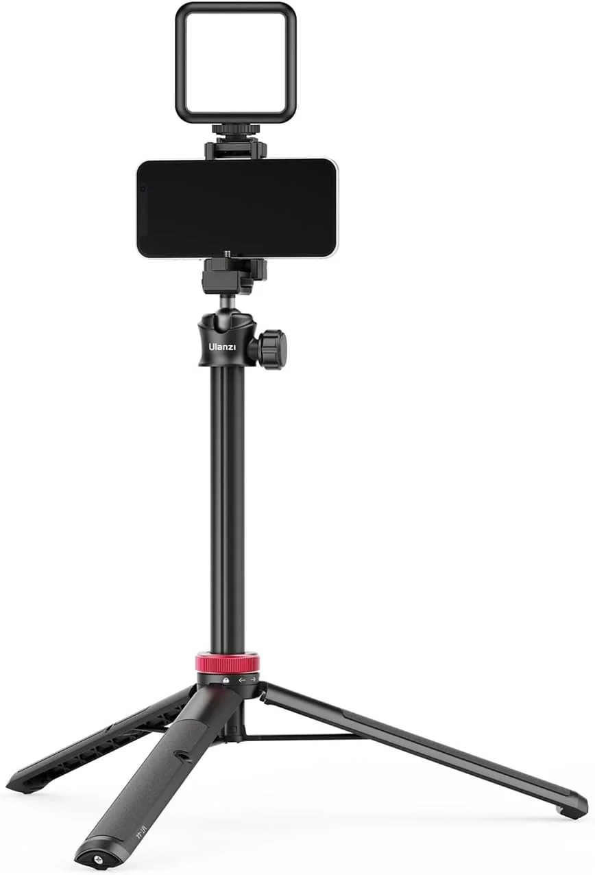 ULANZI MT-44 Selfie Stick Stativ für Telefon und Kamera – Max. 146 cm hoch – Ausziehbar – Schwarz/Ro - Image 6