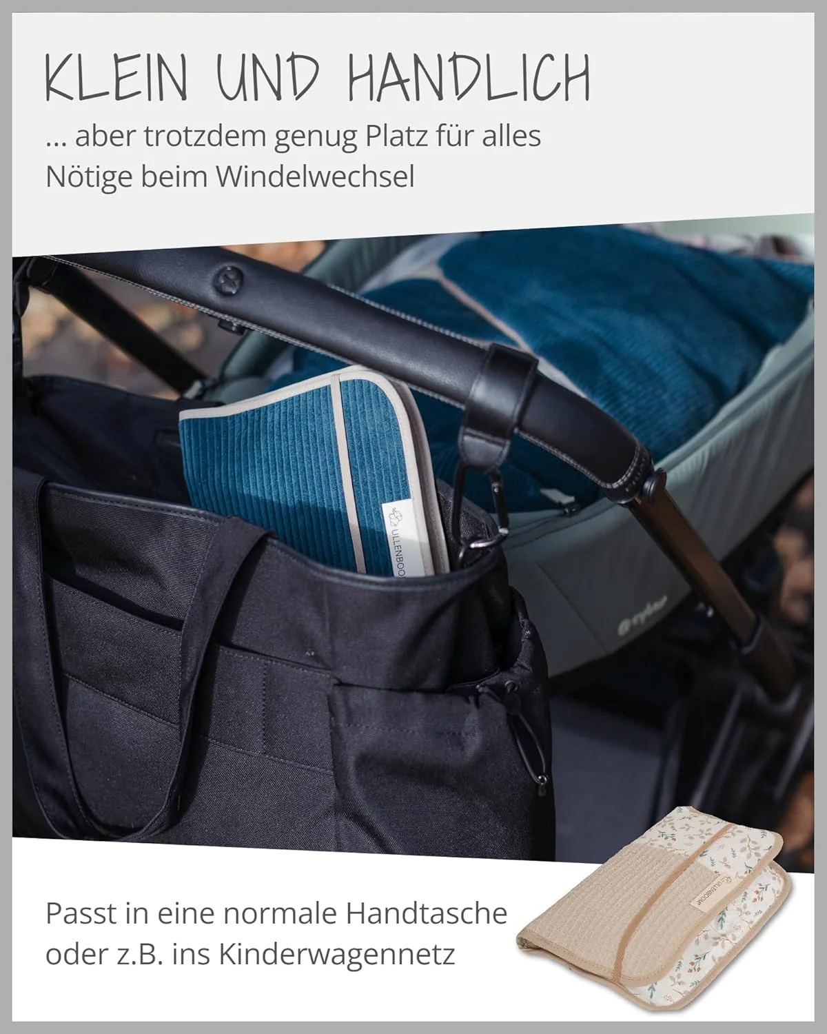 ULLENBOOM ® Windeltasche für unterwegs, Floral-Sand, Made in EU - Wickeltasche für bis zu 3 Windeln, - Image 5