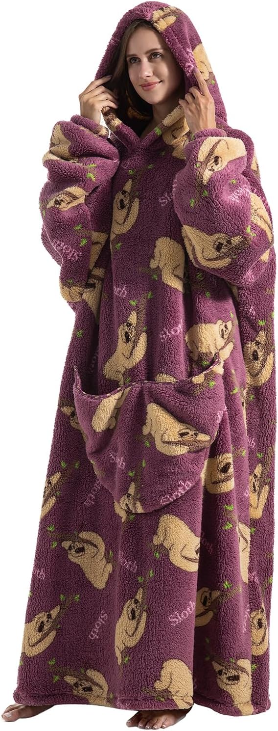 Ultra Weiche Hoodie Decke mit Ärmeln Warme Flanell Decke zum Anziehen für Zuhause Sofa und Bett, Kus - Image 4