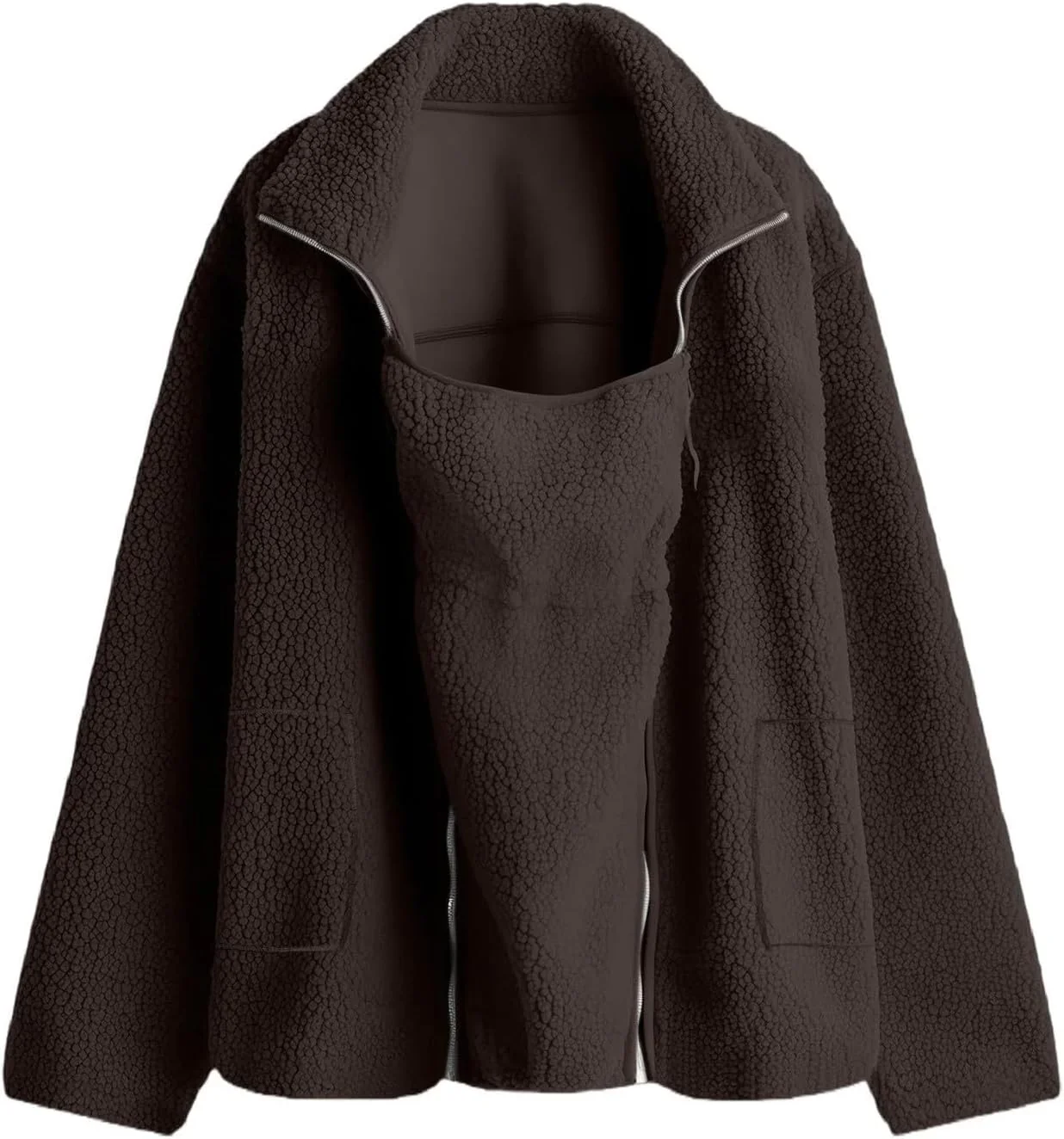 Umstandsjacke mit Babyeinsatz Warm Teddy Fleecejacke Umstands Baumwolljacke Winter Umstandsmode 2 in - Image 5
