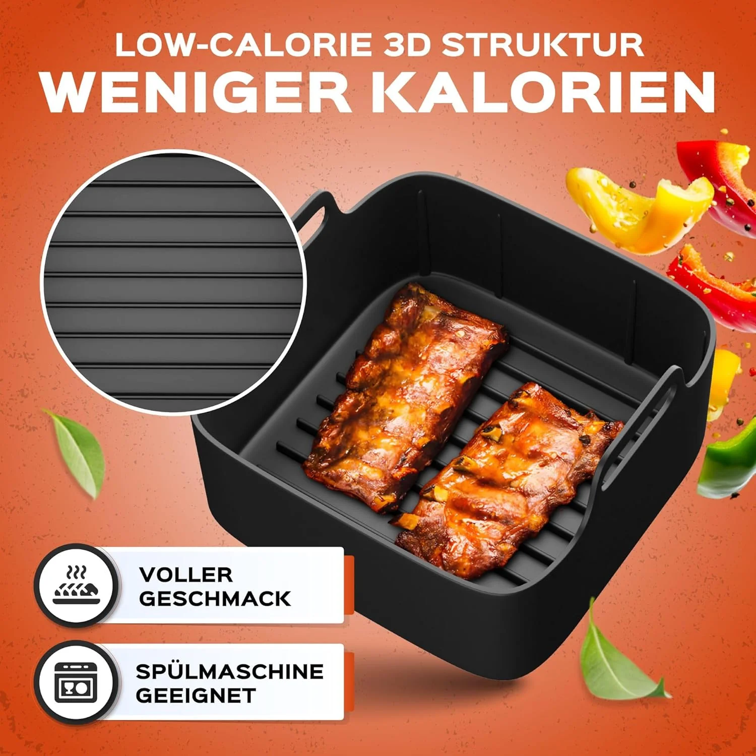 UNBOX 2PCS Silikonform Heissluftfritteuse für Philips XL 6,2L, 21cm Air Fryer Silikon Einsatz kompat - Image 5