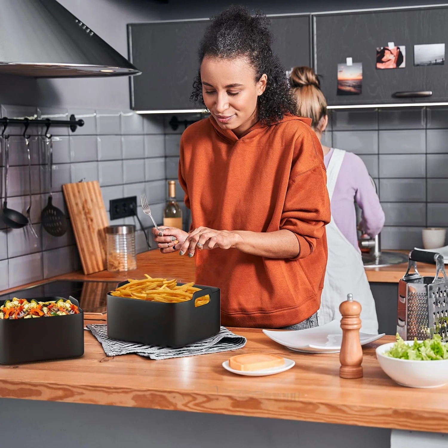 UNBOX 2PCS Silikonform Heissluftfritteuse für Philips XL 6,2L, 21cm Air Fryer Silikon Einsatz kompat - Image 7