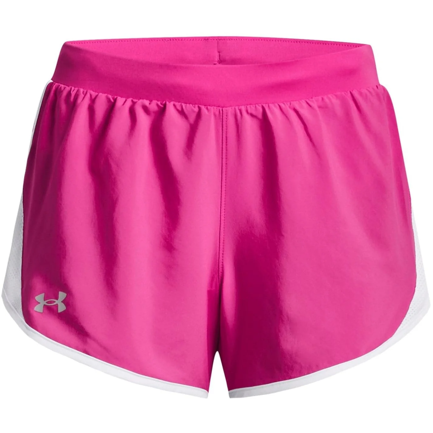 Under Armour Damen Kurze Hose Fly by 2.0 Laufshorts L-XL Rebel Pink / Weiss / Reflektierend, L-XL Re