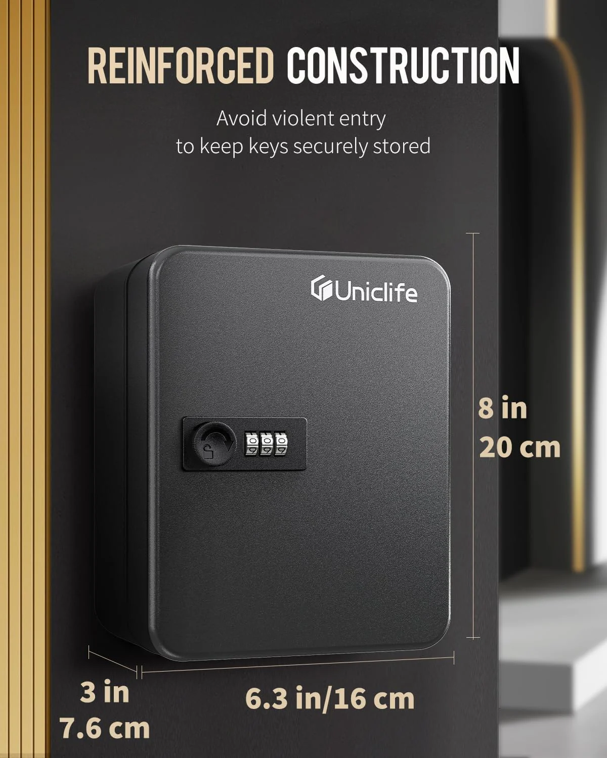Uniclife 20 Position Schlüssel Kabinett mit Kombination Lock Resettable Black Digital Security Stora - Image 2