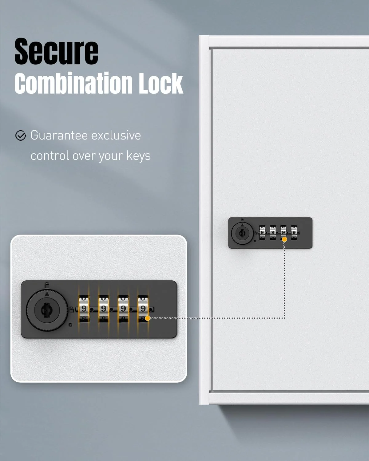 Uniclife Schlüsselschrank 60 Fach mit Zahlenschloss und Schlüssel resettbar digitaler Sicherheitstre - Image 3