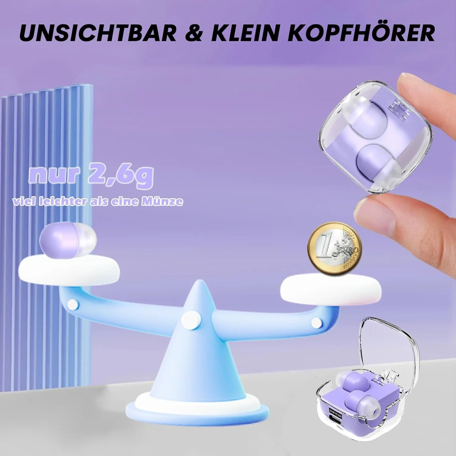 Unsichtbare kleine Schlaf Kopfhörer kabellos Bluetooth im Ohr Wireless in Ear Mini Kopfhörer Sleep E - Image 4