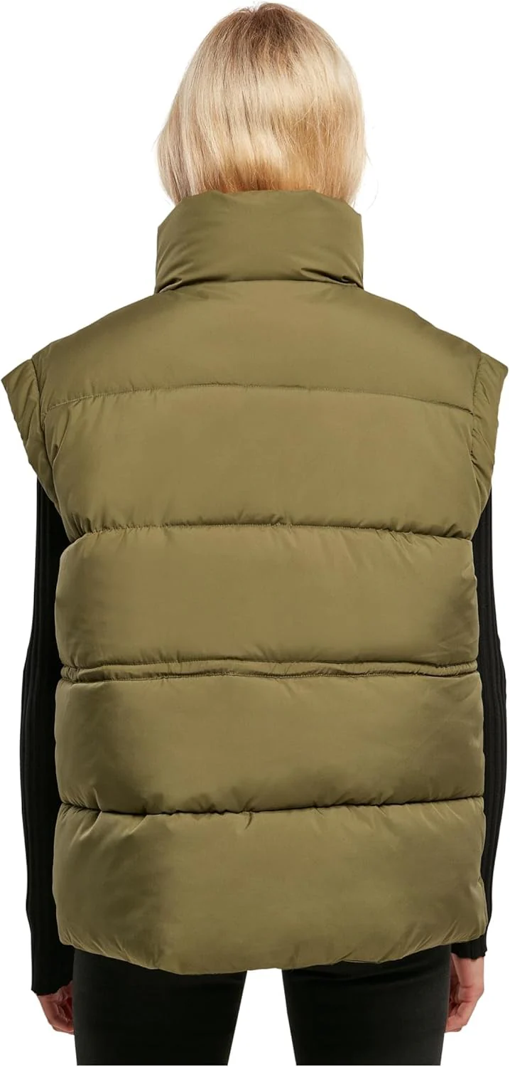Urban Classics Damen Ladies Waisted Puffer Vest Weste XS Olive, XS Olive - Image 3