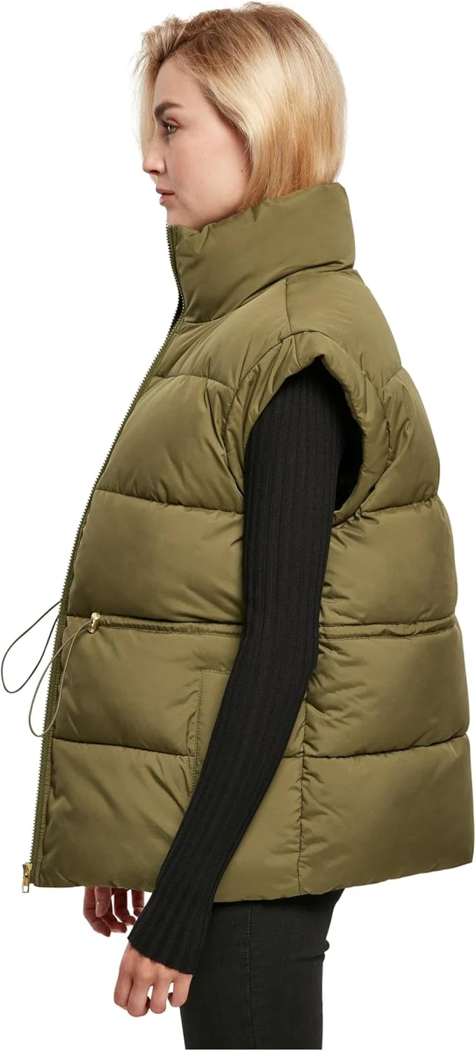 Urban Classics Damen Ladies Waisted Puffer Vest Weste XS Olive, XS Olive - Image 4