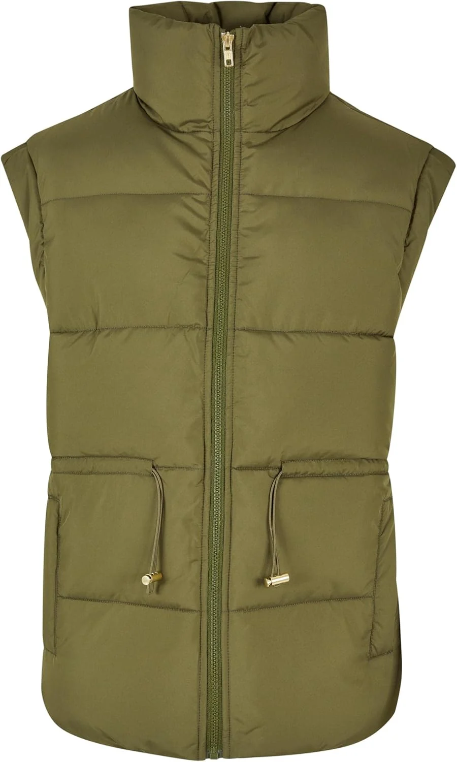 Urban Classics Damen Ladies Waisted Puffer Vest Weste XS Olive, XS Olive - Image 6