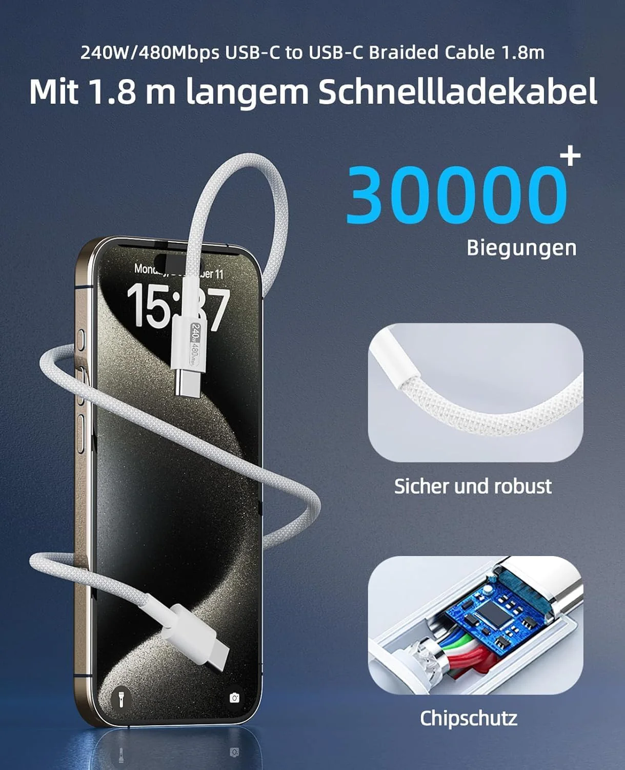 USB C Ladegerät 65W 3-Port,USB-C Netzteil Charger PPS 60W Schnellladegerät PD Ladestecker, kompatibe - Image 5