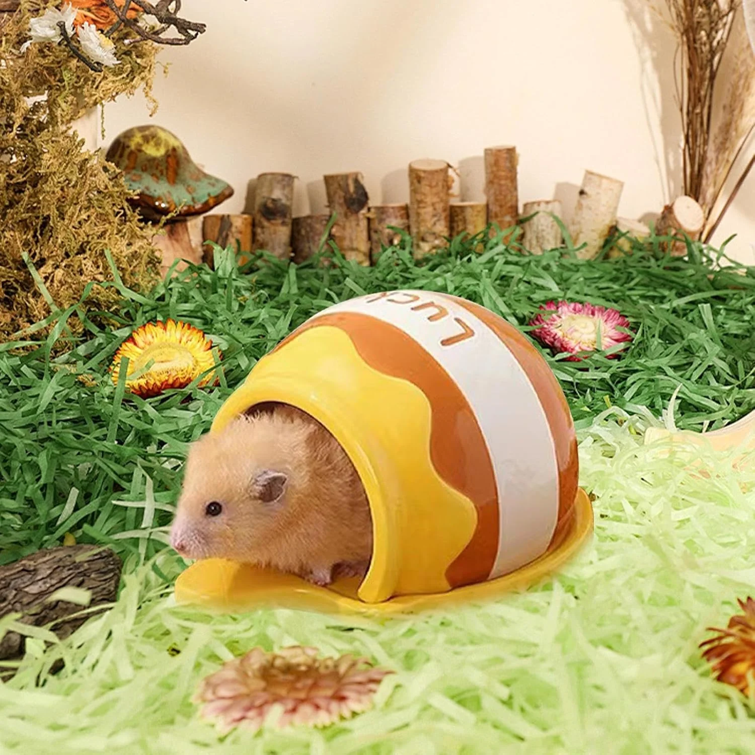 usefulbeauty Keramik-Hamsterhaus, Haustier-Hamsterhaus | Sommer-Cartoon-Hamster-Haus - Haustiernest - Image 6