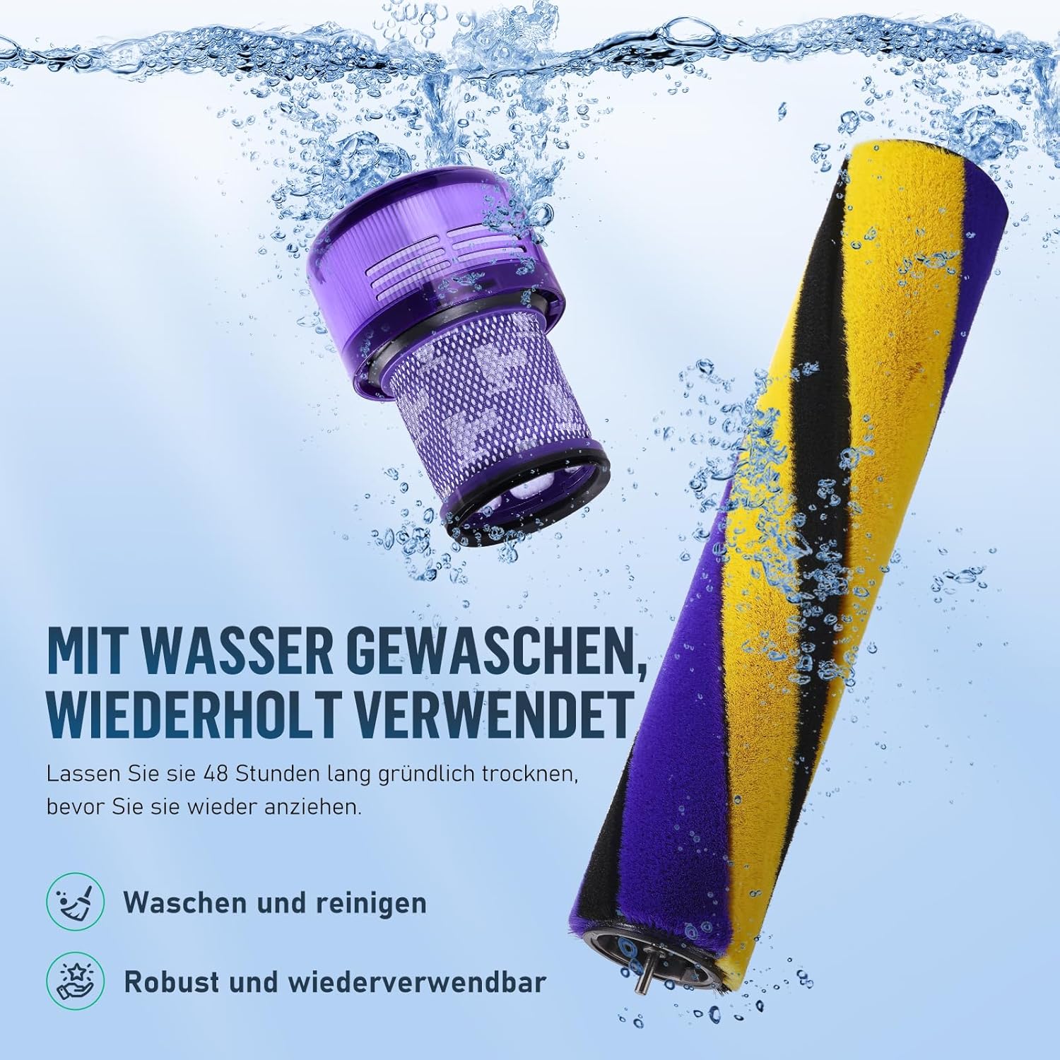 V12 Bürste für Dyson V12 Detect Slim Absolute Bürstenwalze Bürsten, Staubsauger Rolle Ersatzteile, S - Image 3