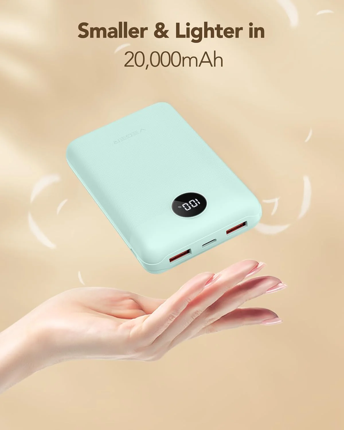 VEGER Power Bank 20000mAh klein 22.5W, Powerbank USB C Schnelles Aufladen Externe Handyakkus PD/QC3. - Image 2