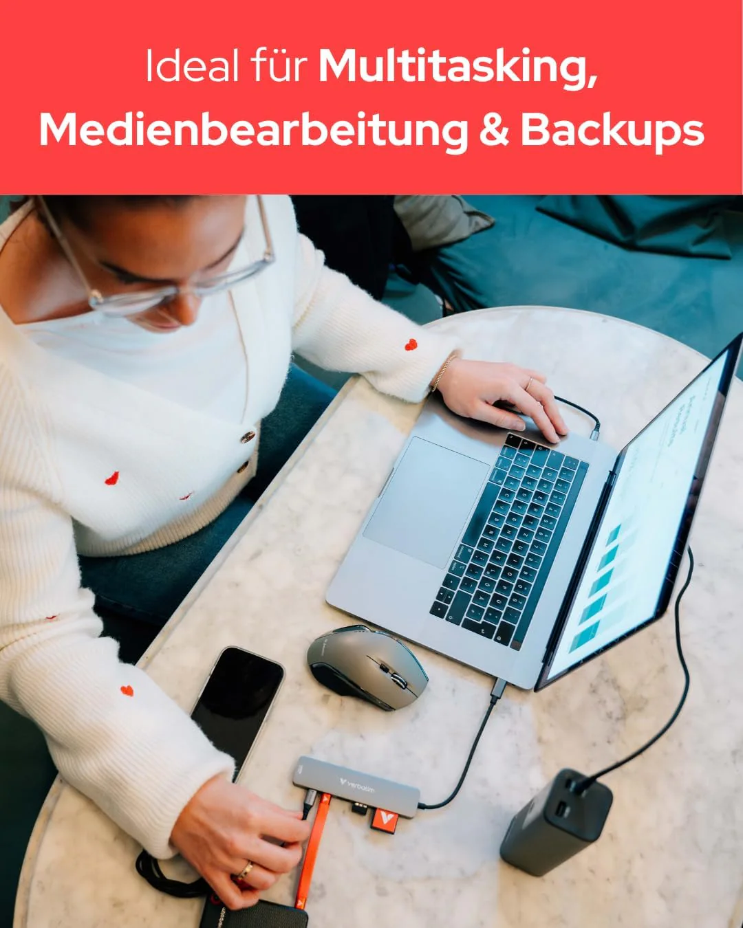 Verbatim USB-C Essentials Multiport Hub, 7 Anschlüsse: HDMI, USB-C 3.2 Gen 1, USB-C PD bis 100W, 2× - Image 6