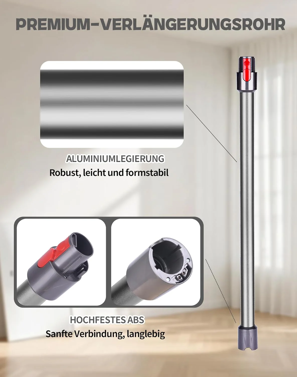 Verlängerungsrohr für Dyson V7 V8 V10 V11 V15 –Ersatz-Rohr aus Aluminium, Schnellverschluss, Robust - Image 4
