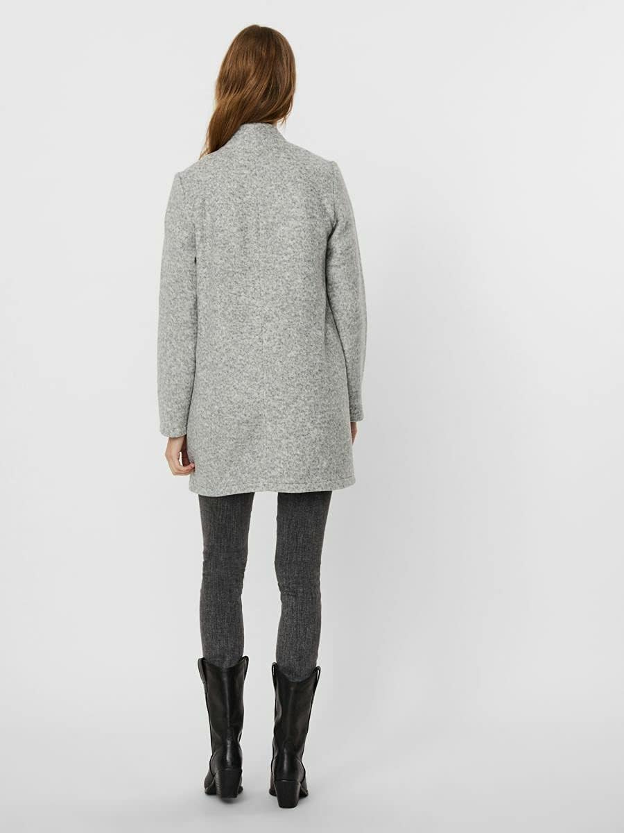 VERO MODA Damen Wollmischungs-Mantel M light grey melange, M light grey melange - Image 4