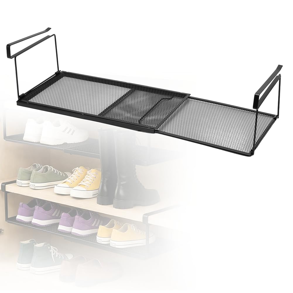 Verstellbares erhöhtes Unterschrankregal 38-70cm, Unterregal Hängekorb, Metall Hängekorb Regal für f