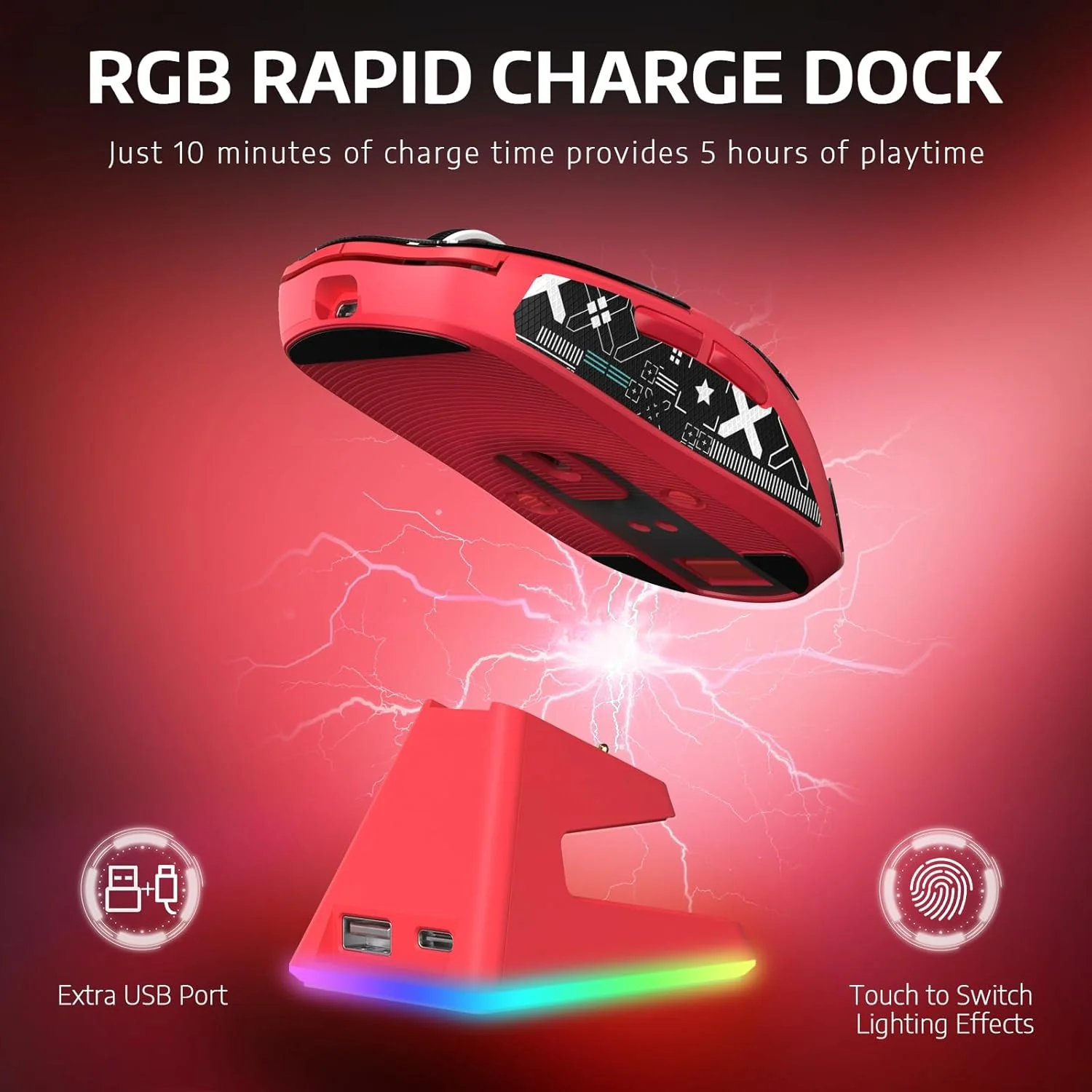 VGN Game Power Attack Shark X6 Superlight Kabellose Gaming-Maus mit RGB Ladestation, 49g Ultraleicht - Image 3