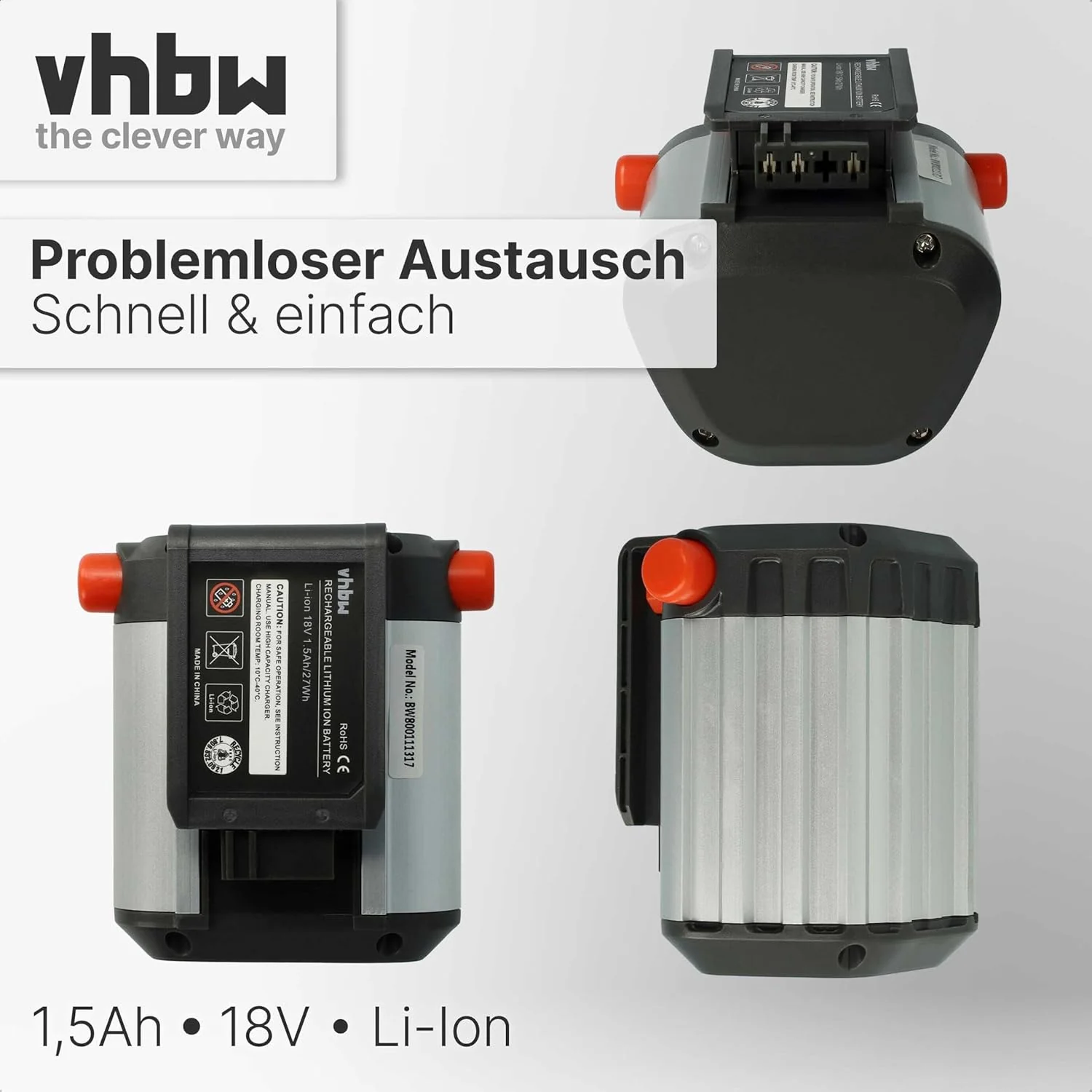 vhbw Akku kompatibel mit Gardena Akku-Trimmer ComfortCut Li-18/23 R (9825-20) Akku-Rasentrimmer Ersa - Image 5