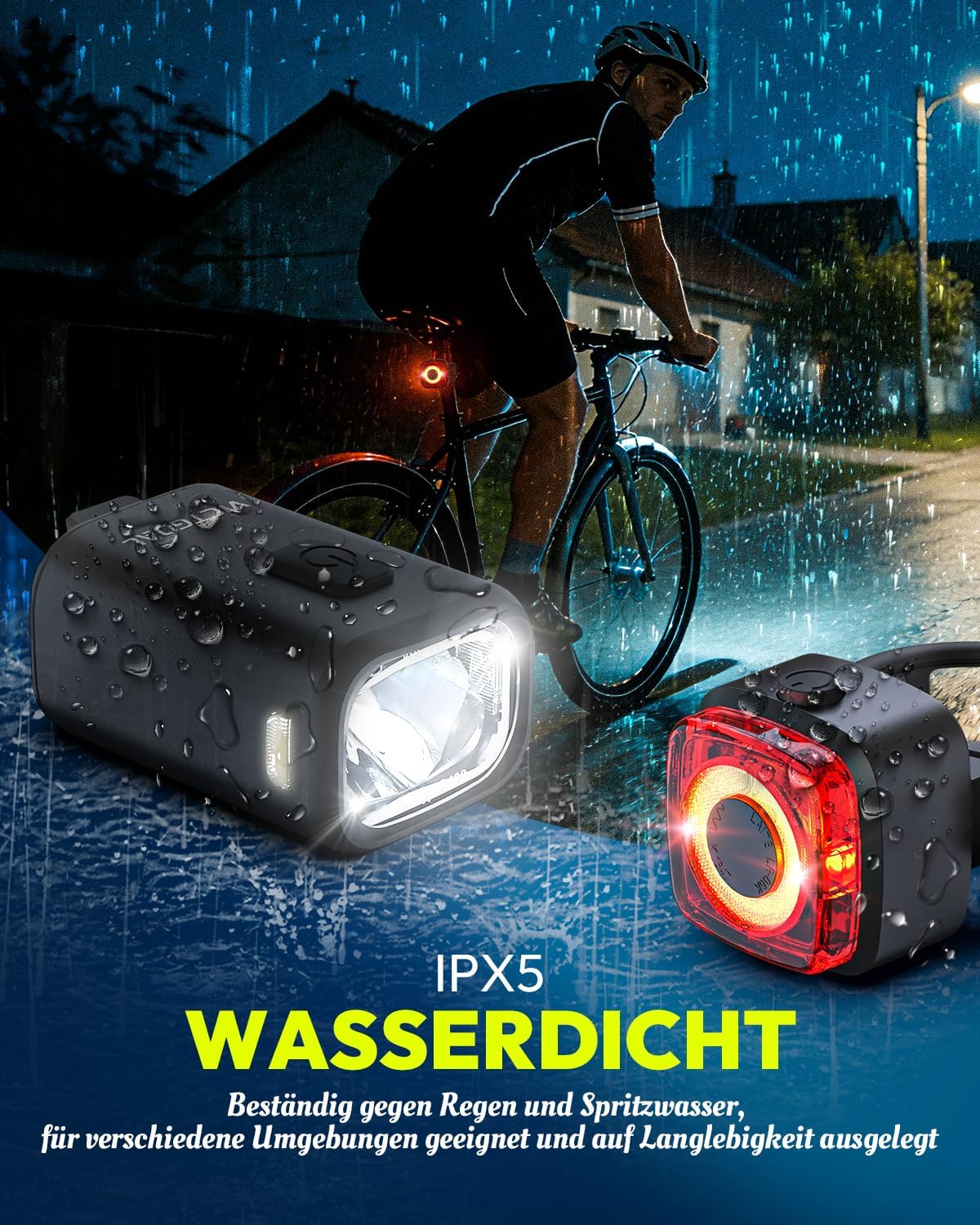 VICTGOAL Fahrradlampe Set StVZO Zugelassen, 50 Lux Fahrrad Lichter LED Set mit IPX5 Wasserdicht, Fah - Image 5