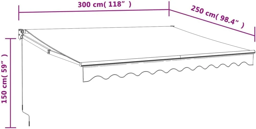 vidaXL Elektrische Markise mit Kurbel Blau und Weiss 3x2,5 m 3 x 2.5 m Blau und Schwarz, 3 x 2.5 m B - Image 8
