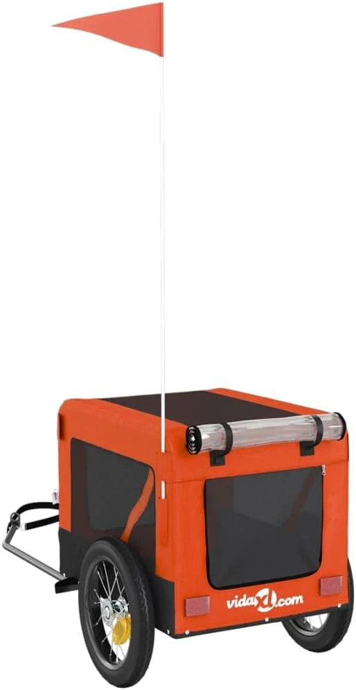 vidaXL Fahrradanhänger für Hunde, Hundeanhänger mit Reflektoren Flagge, Hundetransporter Maximale Be - Image 7