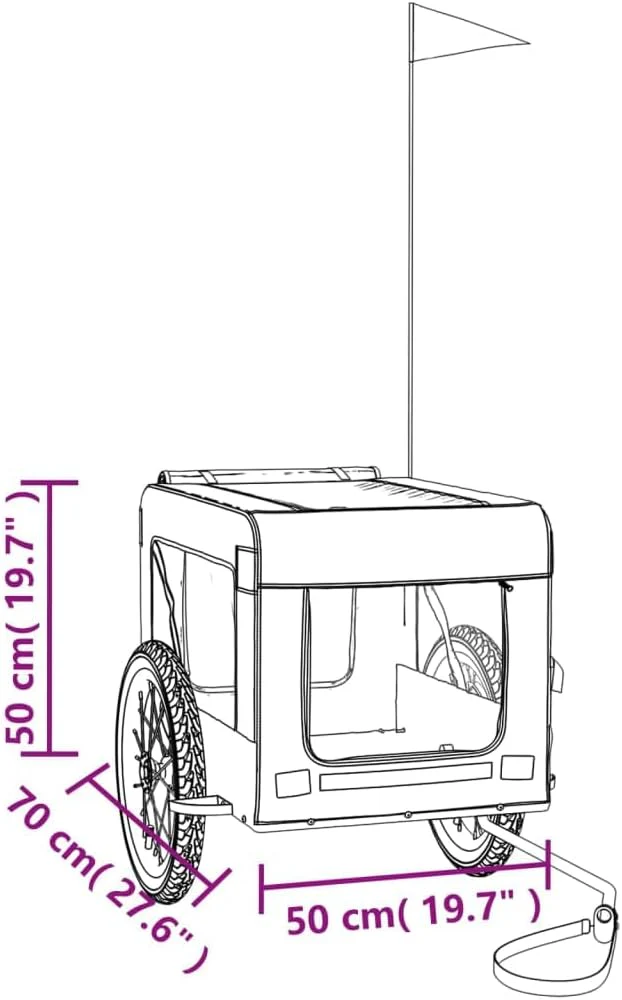 vidaXL Fahrradanhänger für Hunde, Hundeanhänger mit Reflektoren Flagge, Hundetransporter Maximale Be - Image 8