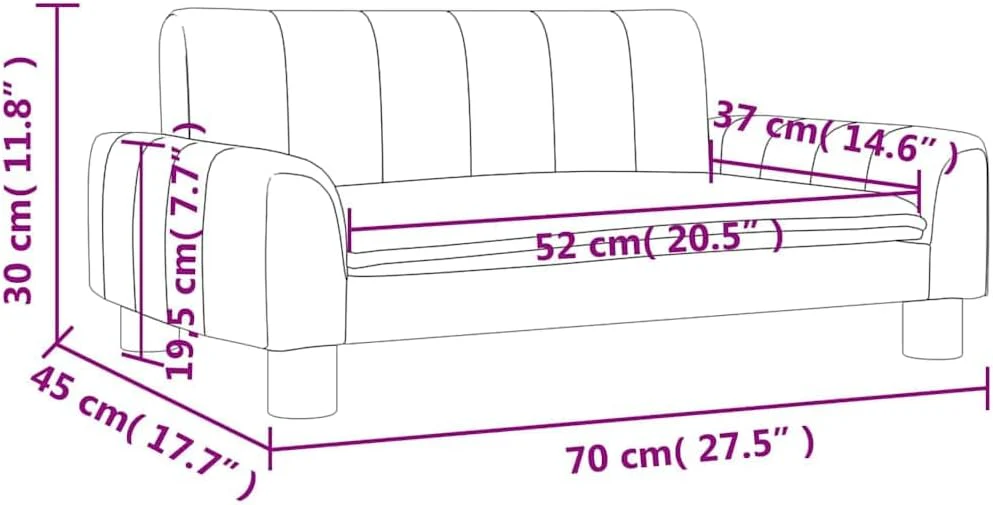 vidaXL Kindersofa Braun 70x45x30 cm Kunstleder 70 x 45 x 30 cm Braun, 70 x 45 x 30 cm Braun - Image 3