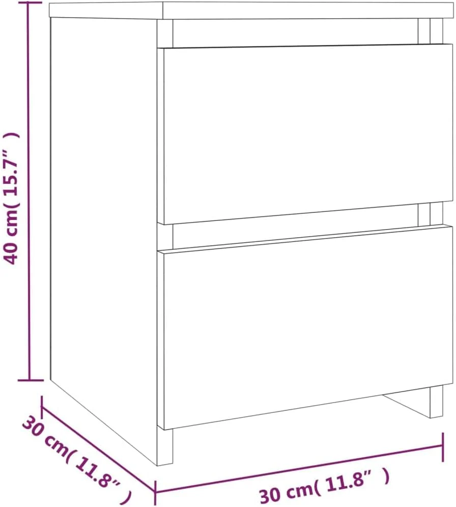 vidaXL Nachttisch, Beistelltisch für Schlafzimmer, Nachtschrank mit viel Stauraum, Nachtkommode Nach - Image 3